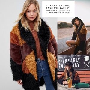 Somedays Lovin Heavy Hearts Faux Fur Jacket